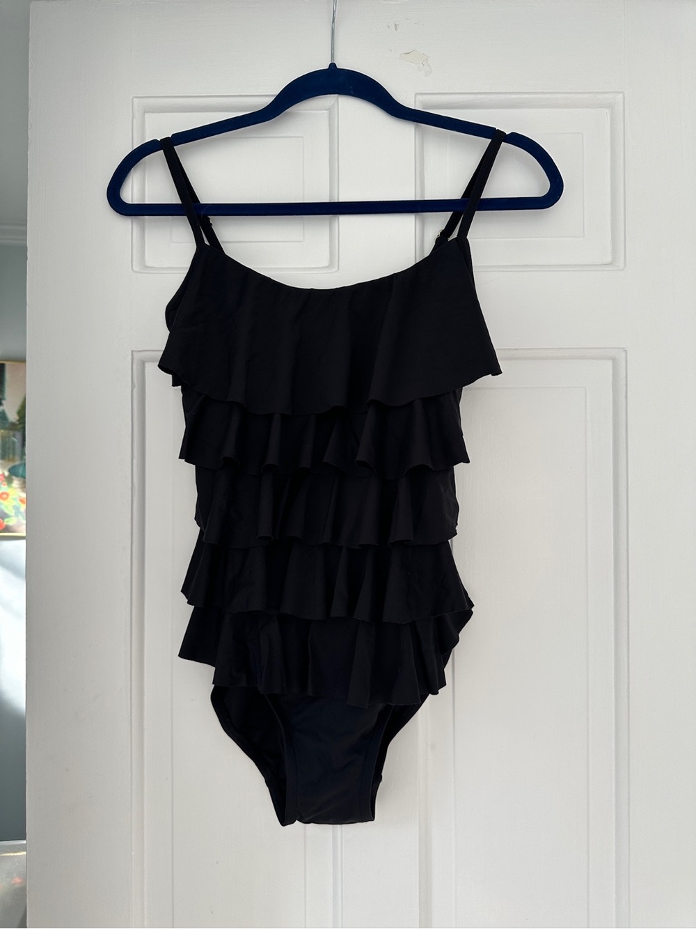 Michael Kors Black Ruffle One Piece Bathing Suit Swim Vacation Summer in Size 8